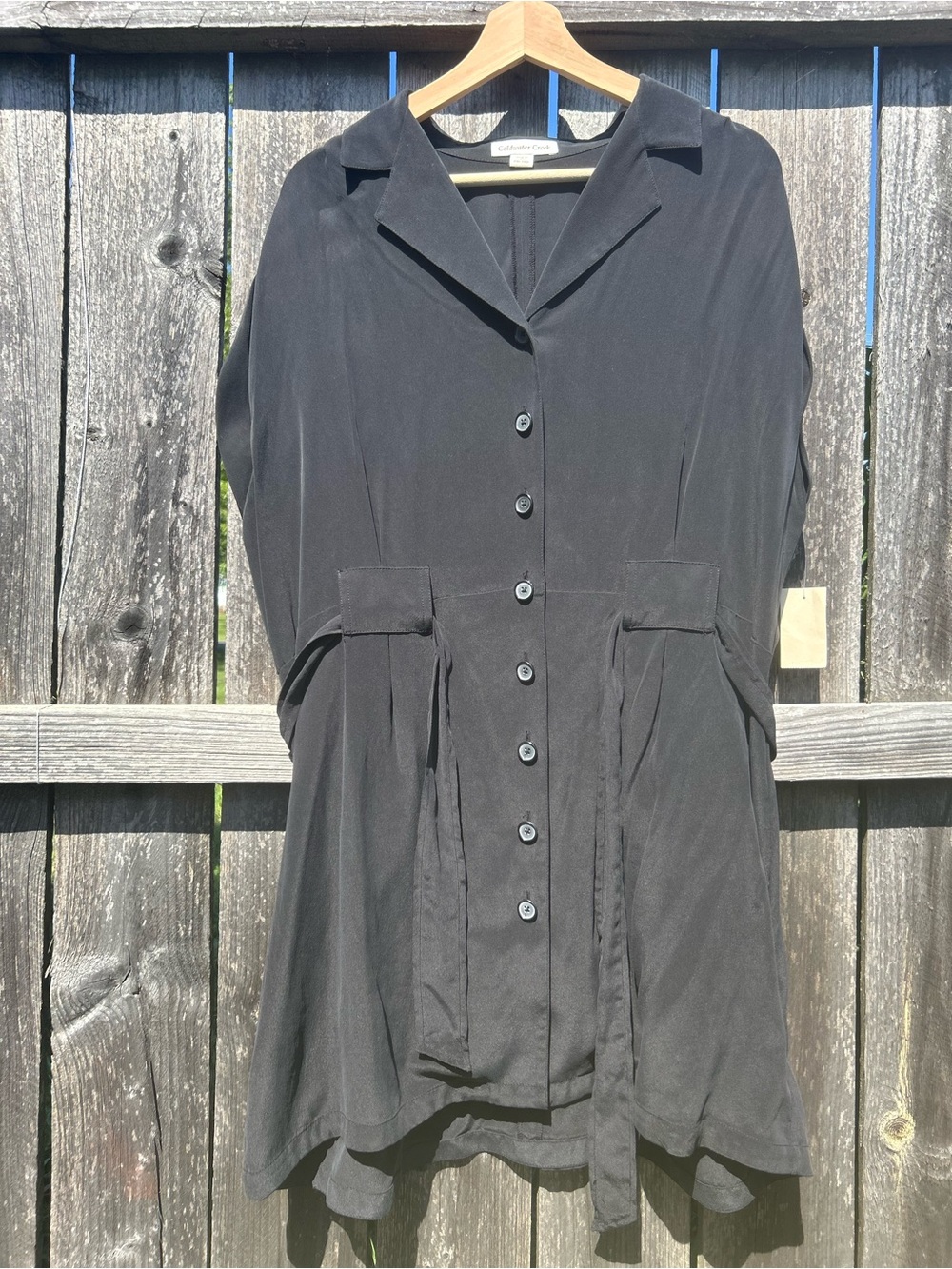 Vintage NWT Coldwater Creek 100% Silk Tunic Top Belted Navy PXL 18